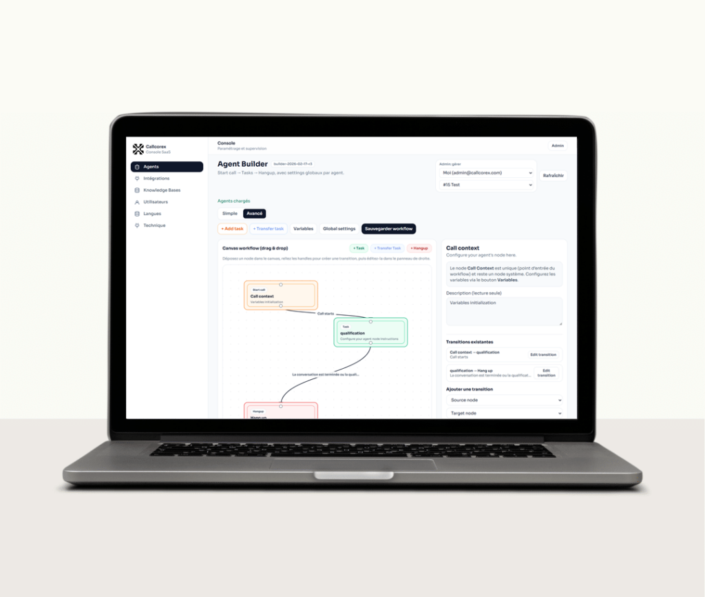 CallCoreX - Plateforme d’Agents Vocaux IA pour Centres d’Appels
